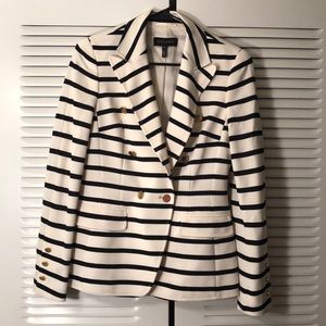 Striped Nautical Blazer, Off White/Black - SIZE 36